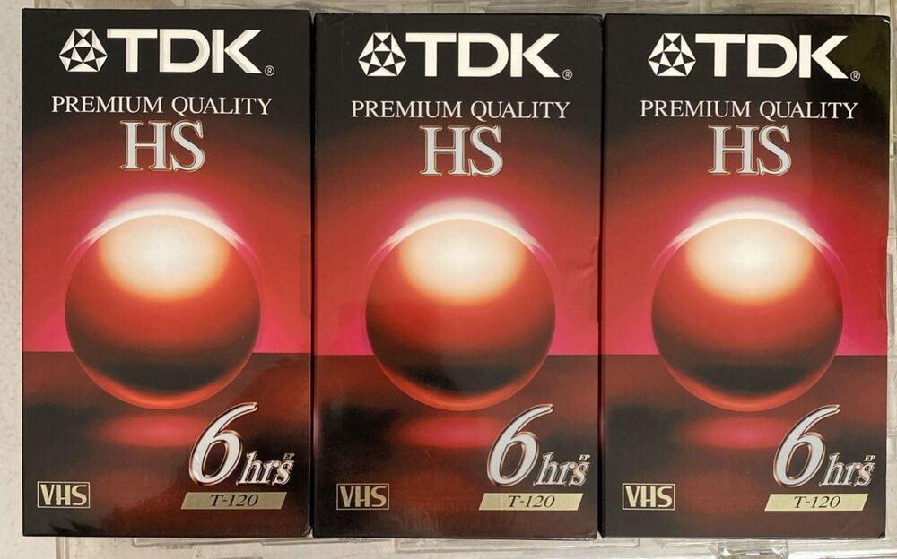 TDK HS Premium T-120 VHS Tape 6 Hour Blank New Sealed Video Cassette LOT OF 3
